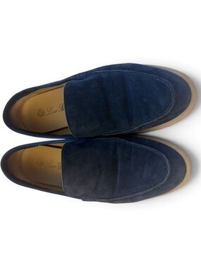 Loro Piana Navy Suede Women's Slip-On Loafers Summer Walk